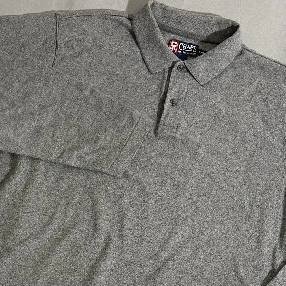 Chaps Ralph Lauren‎ Polo Shirt Mens XXL Gray Long Sleeve Cotton Solid Casual